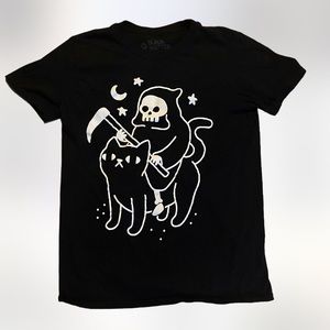 Death rides a black cat reaper black matter womens shirt size small